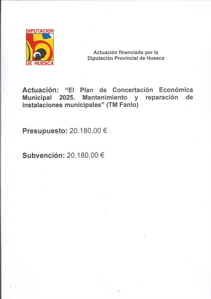 Imagen Plan Concertación Económica DPH para mantenimiento y reparación de instalaciones municipales 2025