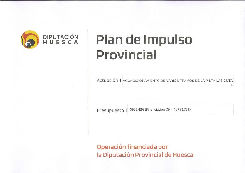 Imagen Subvención Plan De Impulso Provincial de Diputación Provincial de Huesca. Línea 2.1.